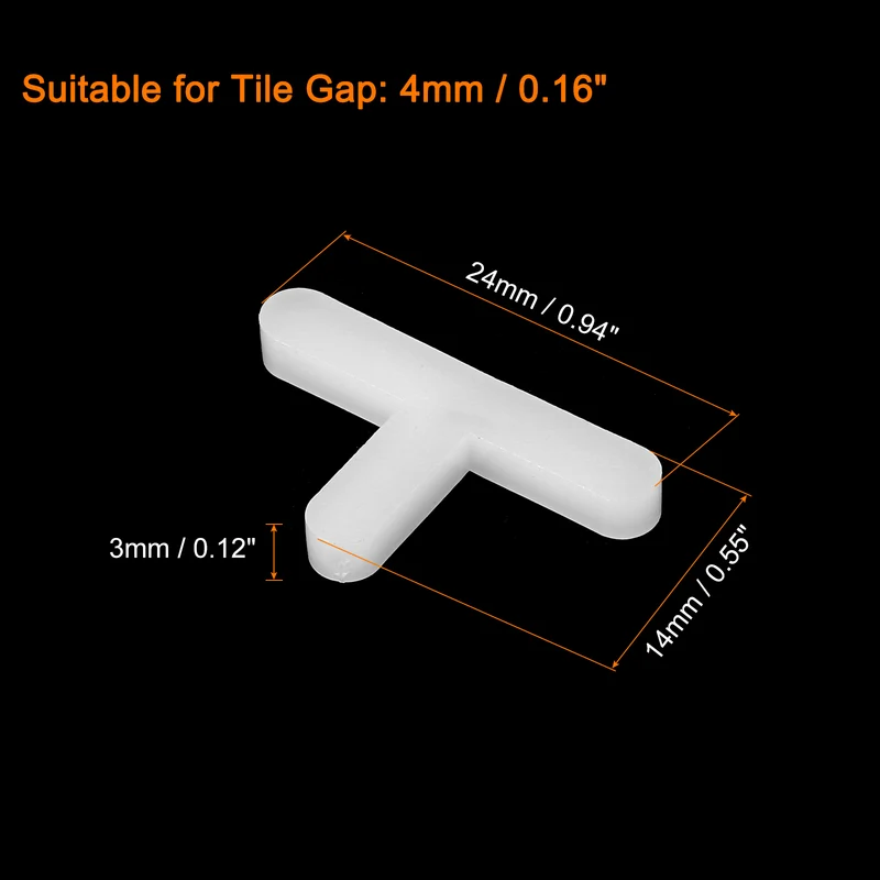 200Pcs Wall Floor Tile Plastic T Shape Spacers Tiling Tools 4mm 5/32" White