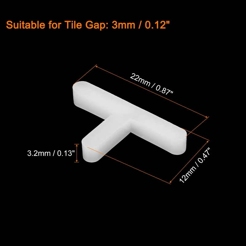 300Pcs Wall Floor Tile Plastic T Shape Spacers Tiling Tools 3mm 1/8" White