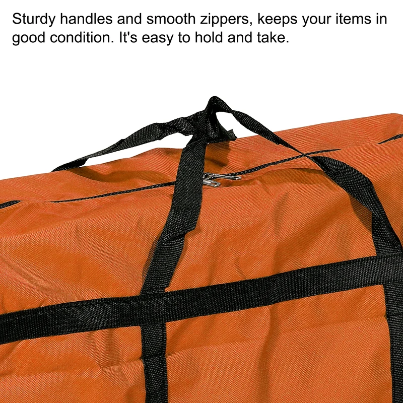 Storage Tote with Zippers 125L Capacity Moving Tote Bags for Clothes, Orange