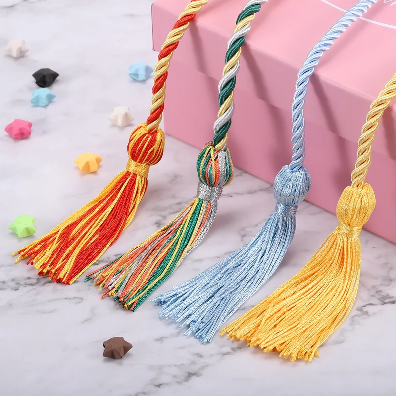 2Pcs 67" Graduation Honor Cord Tassel Braided Graduation Rope Blue/Red/Yellow