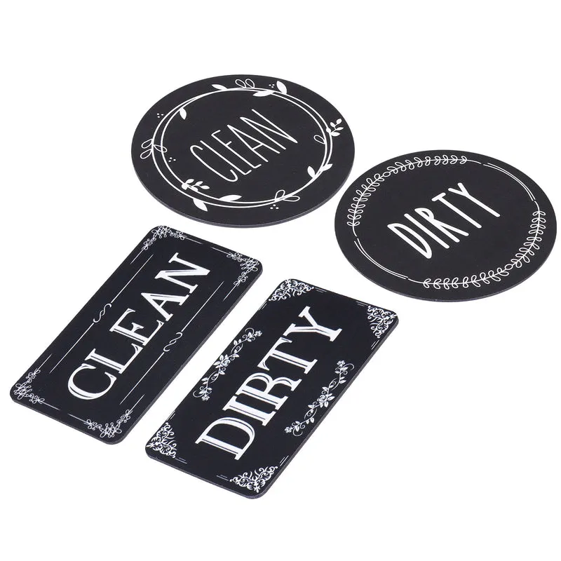 Dishwasher Magnet Clean Dirty Sign Black-Black Double-sided Use for Dishwasher Washing Machine Refrigerator Clean Dirty Sign Indication 1set