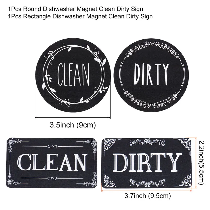 Dishwasher Magnet Clean Dirty Sign Black-Black Double-sided Use for Dishwasher Washing Machine Refrigerator Clean Dirty Sign Indication 1set