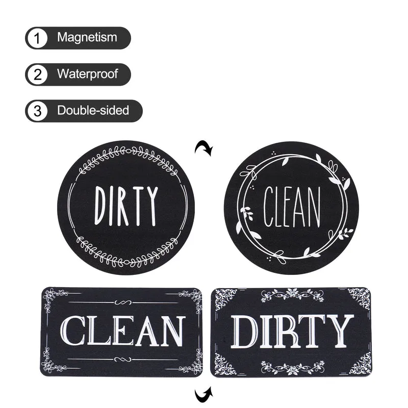 Dishwasher Magnet Clean Dirty Sign Black-Black Double-sided Use for Dishwasher Washing Machine Refrigerator Clean Dirty Sign Indication 1set