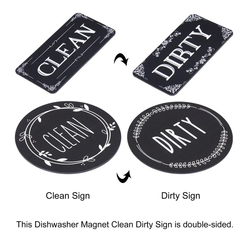 Dishwasher Magnet Clean Dirty Sign Black-Black Double-sided Use for Dishwasher Washing Machine Refrigerator Clean Dirty Sign Indication 1set