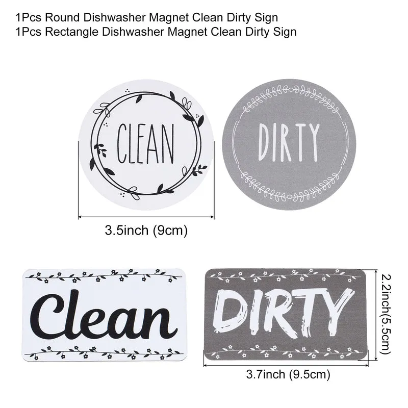 Dishwasher Magnet Clean Dirty Sign Gray-White Double-sided Use for Dishwasher Washing Machine Refrigerator Clean Dirty Sign Indication 1set