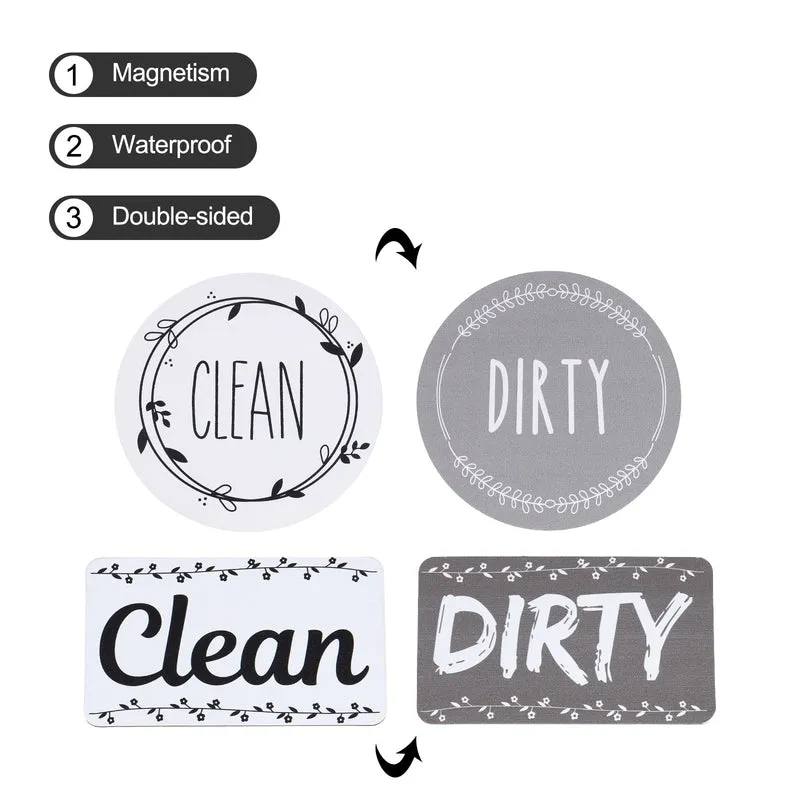 Dishwasher Magnet Clean Dirty Sign Gray-White Double-sided Use for Dishwasher Washing Machine Refrigerator Clean Dirty Sign Indication 1set