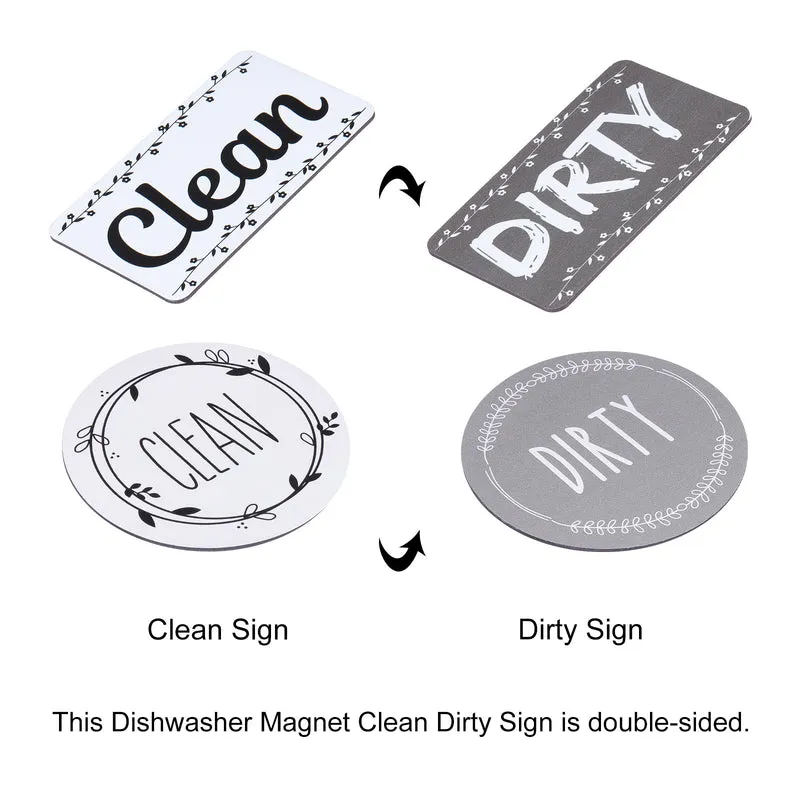 Dishwasher Magnet Clean Dirty Sign Gray-White Double-sided Use for Dishwasher Washing Machine Refrigerator Clean Dirty Sign Indication 1set