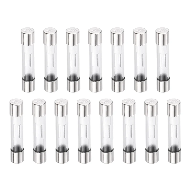 15Pcs 15A 32VDC Glass Fuse 6x32mm Slow Blow Time Delay Automotive Fuse