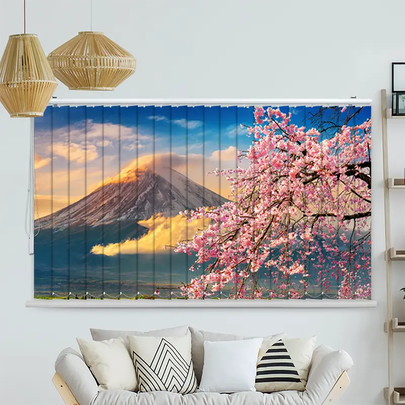 Lamellenvorhang Motiv "Fuji im Frühling mit Kirschblüten"