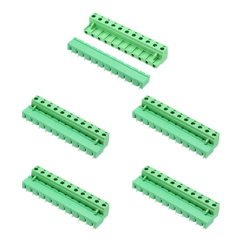 5Sets 11Pin 7.62mm Pitch Screw Terminal Block Connector, Closed‑end Bent Pin