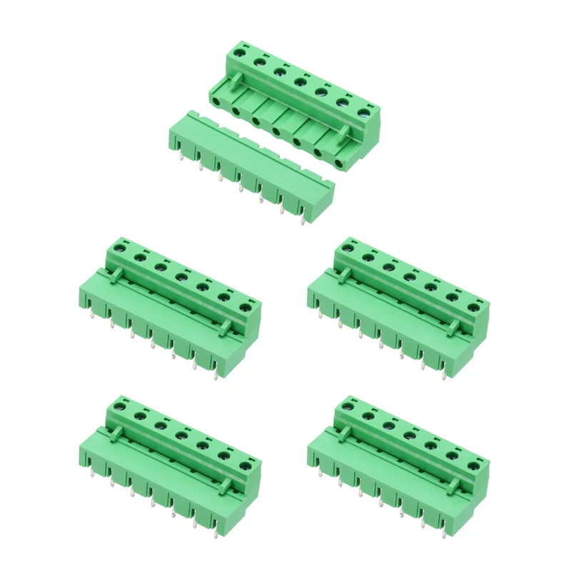 5Sets 7Pin 7.62mm Pitch Screw Terminal Block Connector, Closed‑end Bent Pin