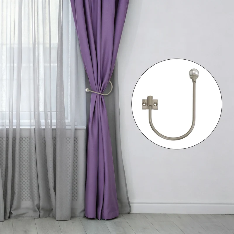 2Pcs Curtain Holdbacks Pearl Handcrafted Metal Holders with Strong Grip, Silver