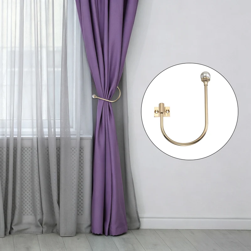 2Pcs Curtain Holdbacks Pearl Handcrafted Metal Holders with Strong Grip, Gold