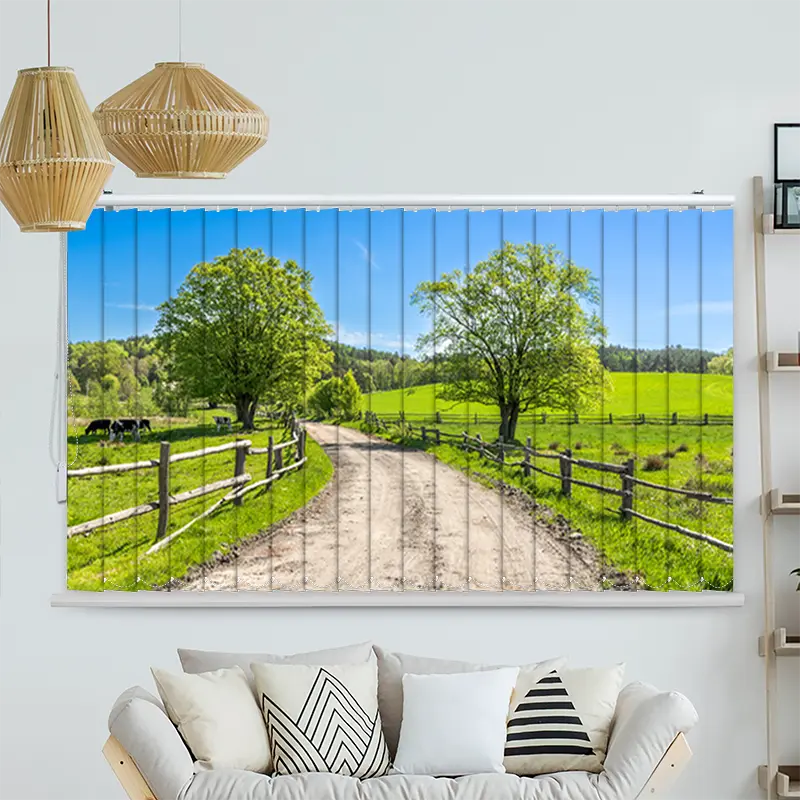 Lamellenvorhang Motiv "Landschaft mit Gras und Kühen"