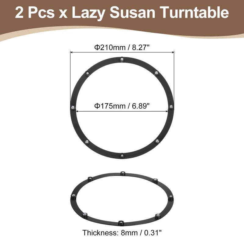 2Pcs 8 Inch Rotating Swivel Stand with Steel Ball Bearings, Black, 8 Balls