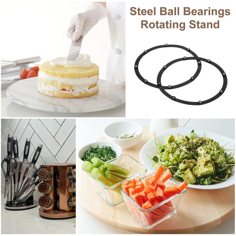 2Pcs 8 Inch Rotating Swivel Stand with Steel Ball Bearings, Black, 8 Balls