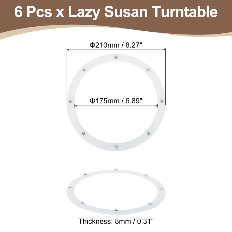 6Pcs 8 Inch Rotating Swivel Stand with Steel Ball Bearings, White, 8 Balls