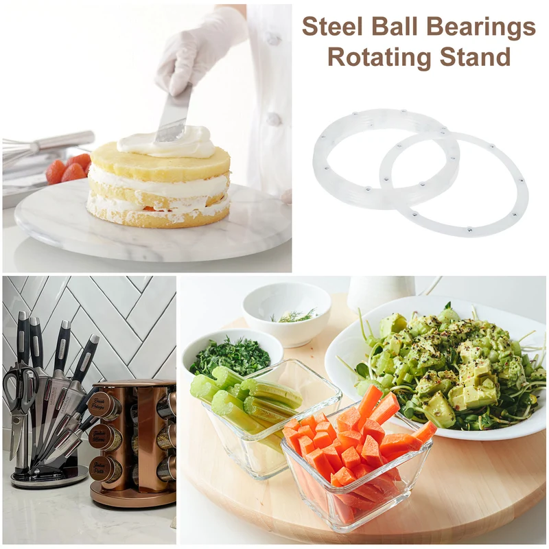 6Pcs 8 Inch Rotating Swivel Stand with Steel Ball Bearings, White, 8 Balls
