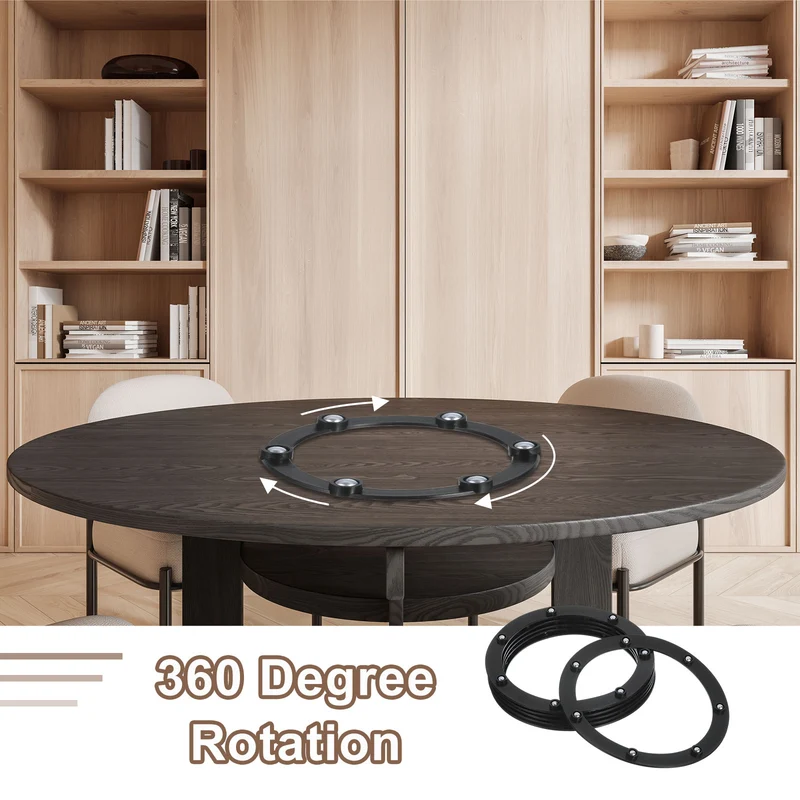 6Pcs 6.5 Inch Rotating Swivel Stand with Steel Ball Bearings, Lazy Susan Base Turntable Bearing Plate Round Table Swivel Base for Home Kitchen, Black, 7 Balls