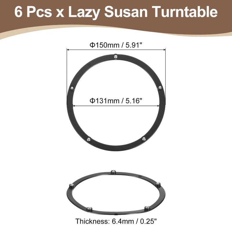 6Pcs 6 Inch Rotating Swivel Stand with Steel Ball Bearings Black 5 Balls