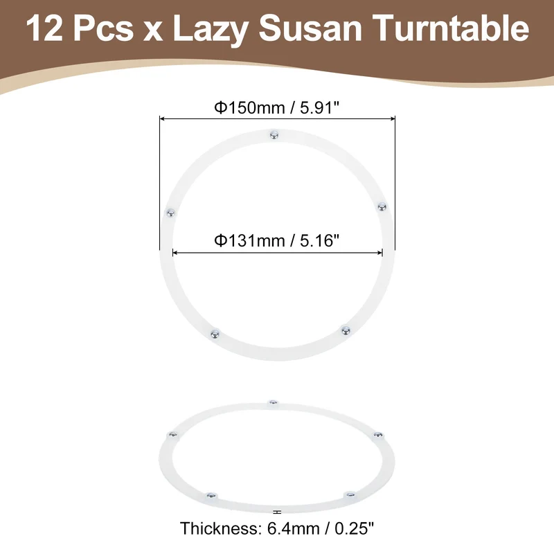 12Pcs 6 Inch Rotating Swivel Stand with Steel Ball Bearings, White, 5 Balls