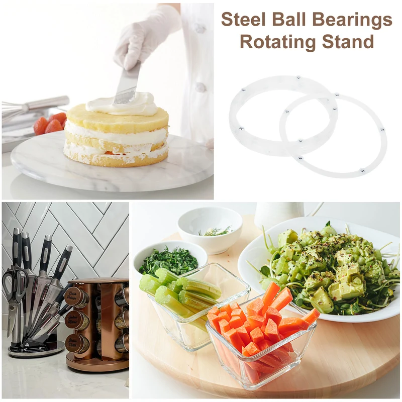 12Pcs 6 Inch Rotating Swivel Stand with Steel Ball Bearings, White, 5 Balls