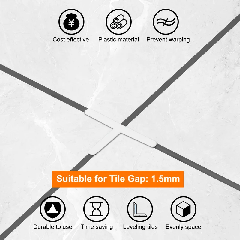 400Pcs Wall Floor Tile Plastic T-Shape Spacers Tiling Tools 1.5mm 1/16" White