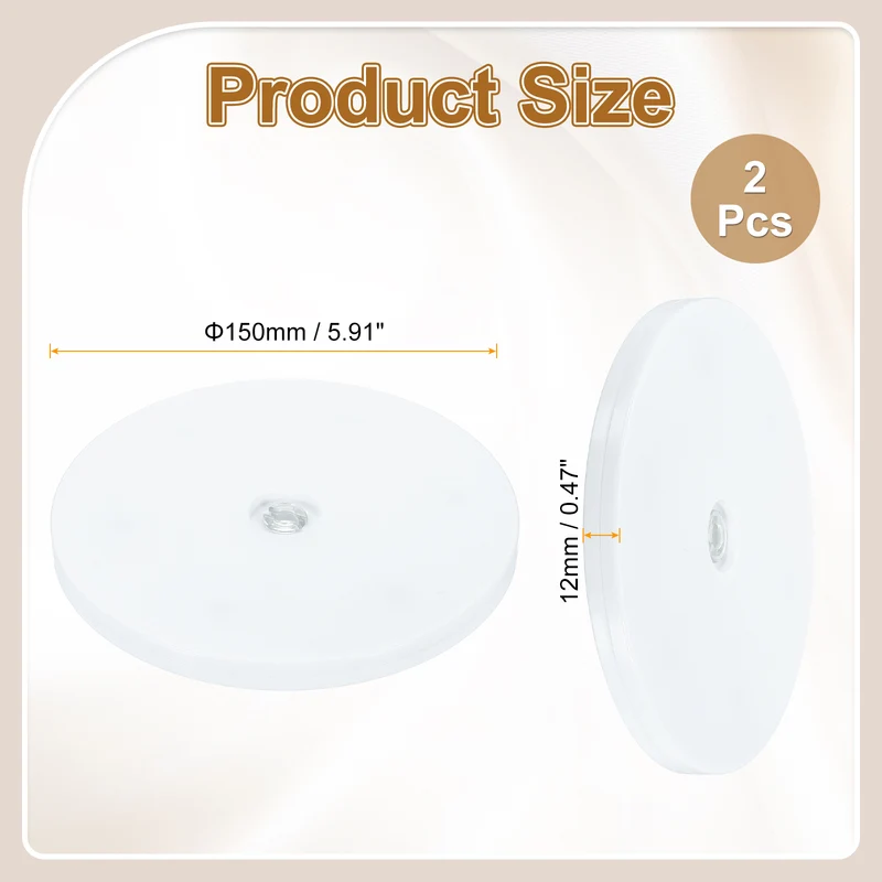 2Pack Acrylic Lazy Susan Turntable, 6" Ball Bearing Rotating Tray, White