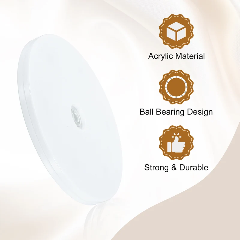 2Pack Acrylic Lazy Susan Turntable, 6" Ball Bearing Rotating Tray, White