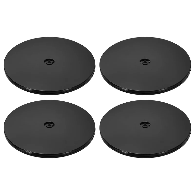 4Pack Acrylic Lazy Susan Turntable, 9" Ball Bearing Rotating Tray, Black