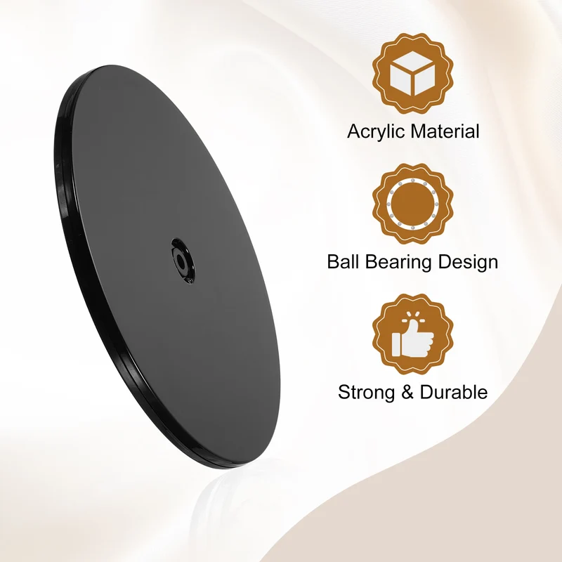 4Pack Acrylic Lazy Susan Turntable, 9" Ball Bearing Rotating Tray, Black