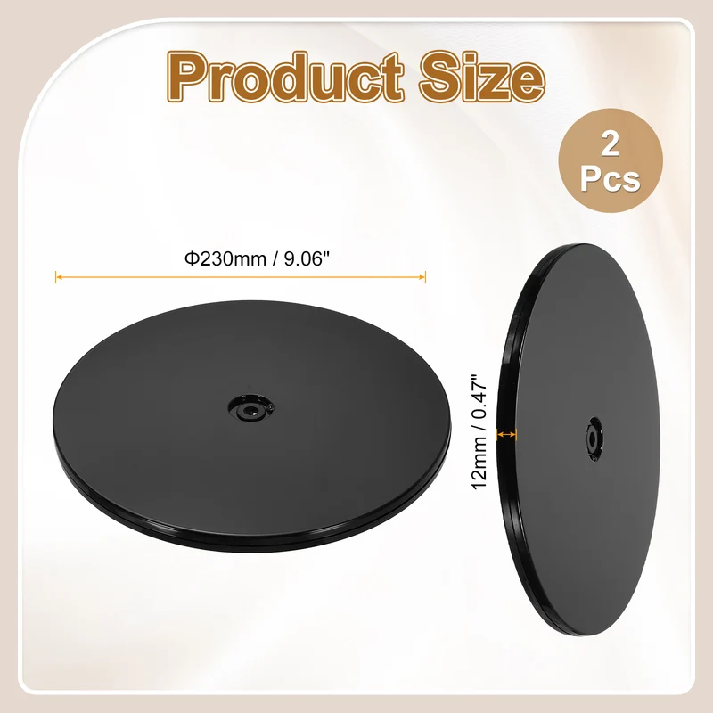 2Pack Acrylic Lazy Susan Turntable, 9" Ball Bearing Rotating Tray, Black