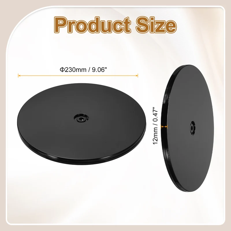1Pack Acrylic Lazy Susan Turntable, 9" Ball Bearing Rotating Tray, Black