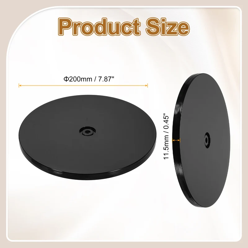 1Pack Acrylic Lazy Susan Turntable, 8" Ball Bearing Rotating Tray, Black