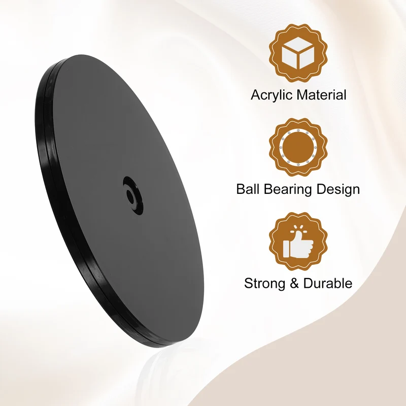 4Pack Acrylic Lazy Susan Turntable, 7" Ball Bearing Rotating Tray, Black