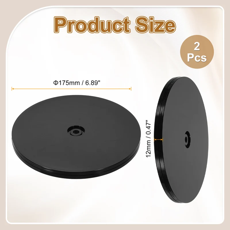 2Pack Acrylic Lazy Susan Turntable, 7" Ball Bearing Rotating Tray, Black