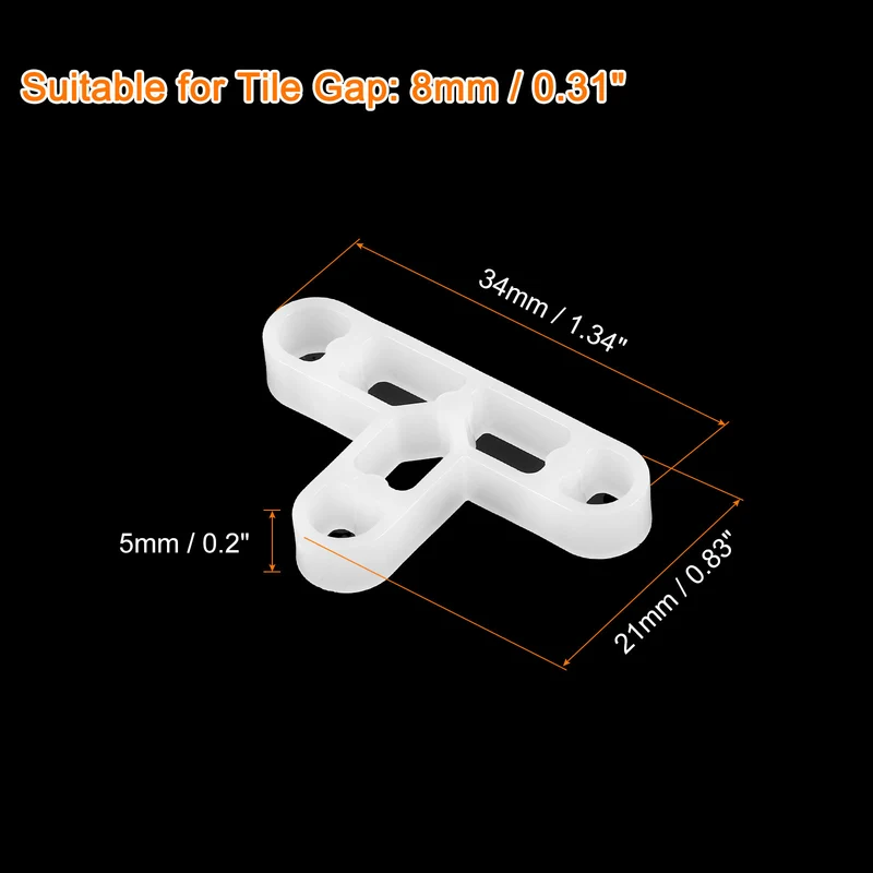 100Pcs Wall Floor Tile Plastic T-Shape Spacers Tiling Tools 8mm 5/16" White
