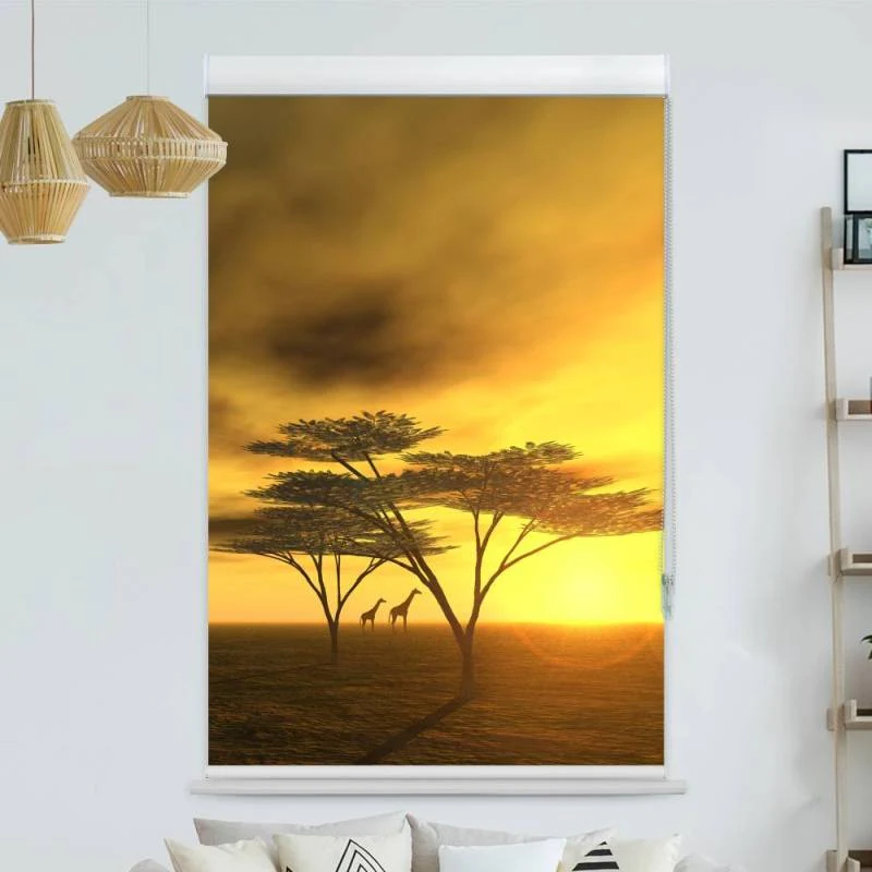 Kassettenrollo Motiv "Afrika Giraffen" | bis B 420 x H 420 cm