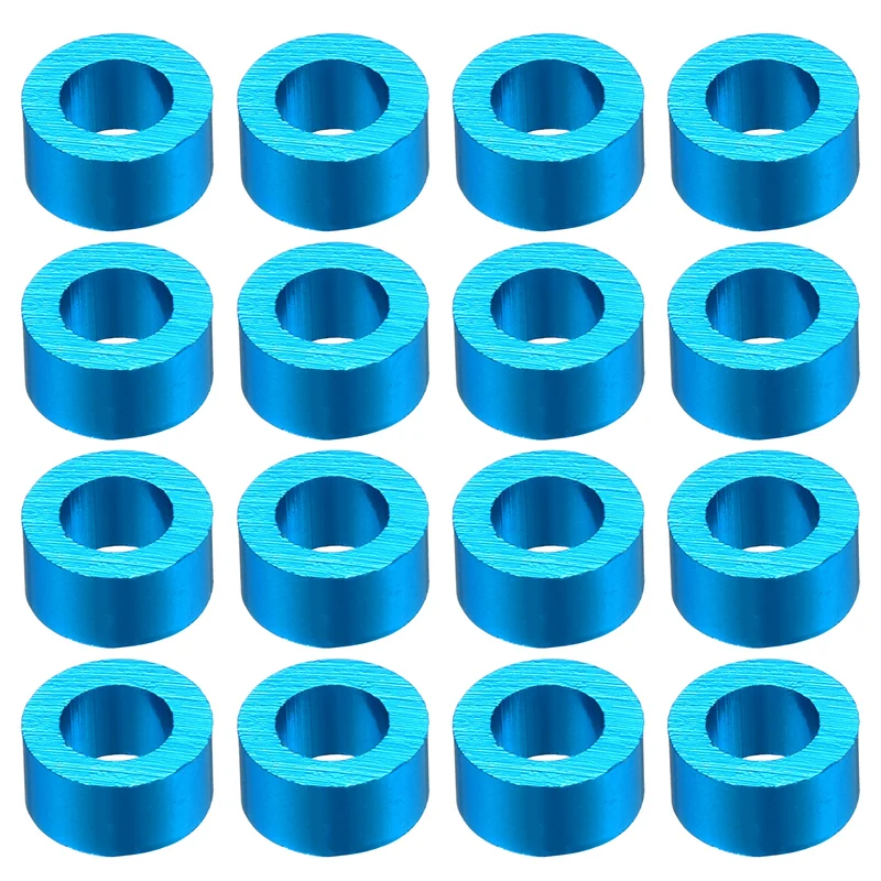 16Pcs Aluminum RC Shock Absorber Spacers, M3x6x3mm(IDxODxT) Light Blue
