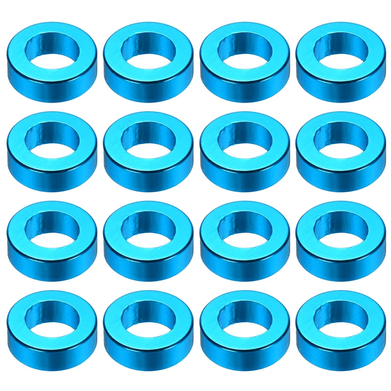 16Pcs Aluminum RC Shock Absorber Spacers, M3x6x2mm(IDxODxT) Light Blue