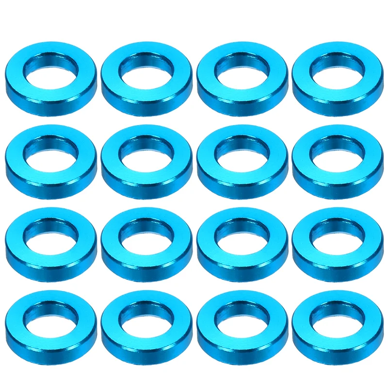 16Pcs Aluminum RC Shock Absorber Spacers, M3x6x1.5mm(IDxODxT) Light Blue