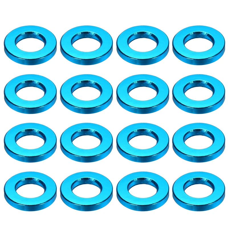 16Pcs Aluminum RC Shock Absorber Spacers, M3x6x1mm(IDxODxT) Light Blue