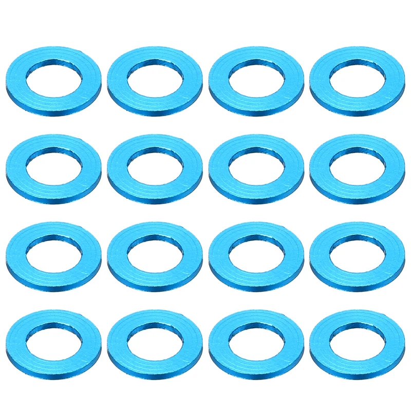 16Pcs Aluminum RC Shock Absorber Spacers, M3x6x0.5mm(IDxODxT) Light Blue