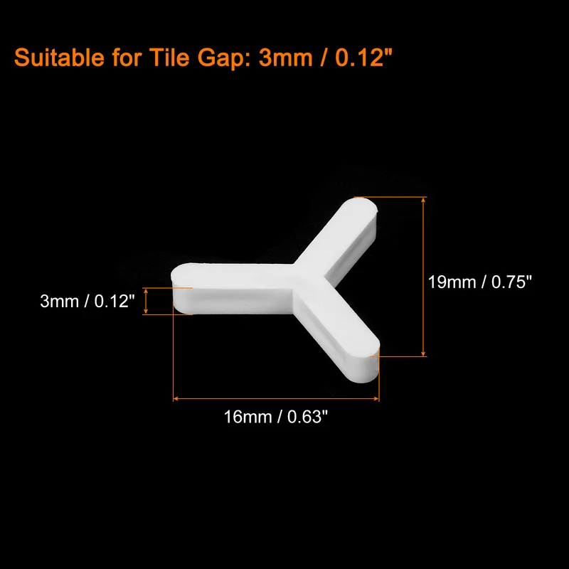 300Pcs Wall Floor Tile Plastic Y Type Spacers Tiling Tools 3mm 1/8 Inch White