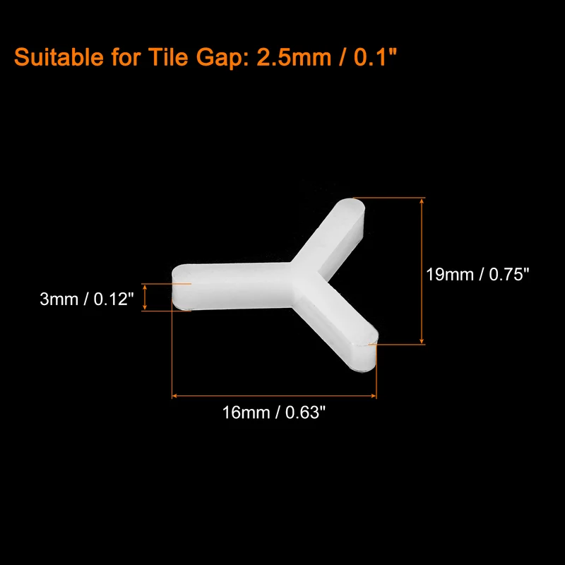100Pcs Wall Floor Tile Plastic Y Type Spacers Tiling Tools 2.5mm 3/32 Inch White