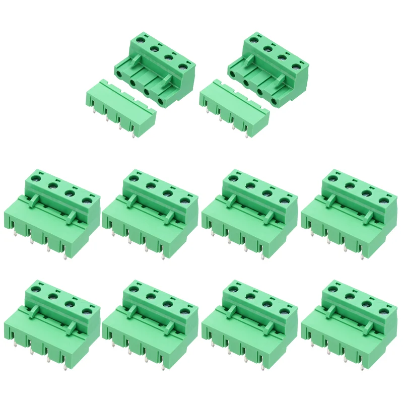 10Sets 4Pin 7.62mm Pitch Screw Terminal Block Connector, Closed‑end Bent Pin