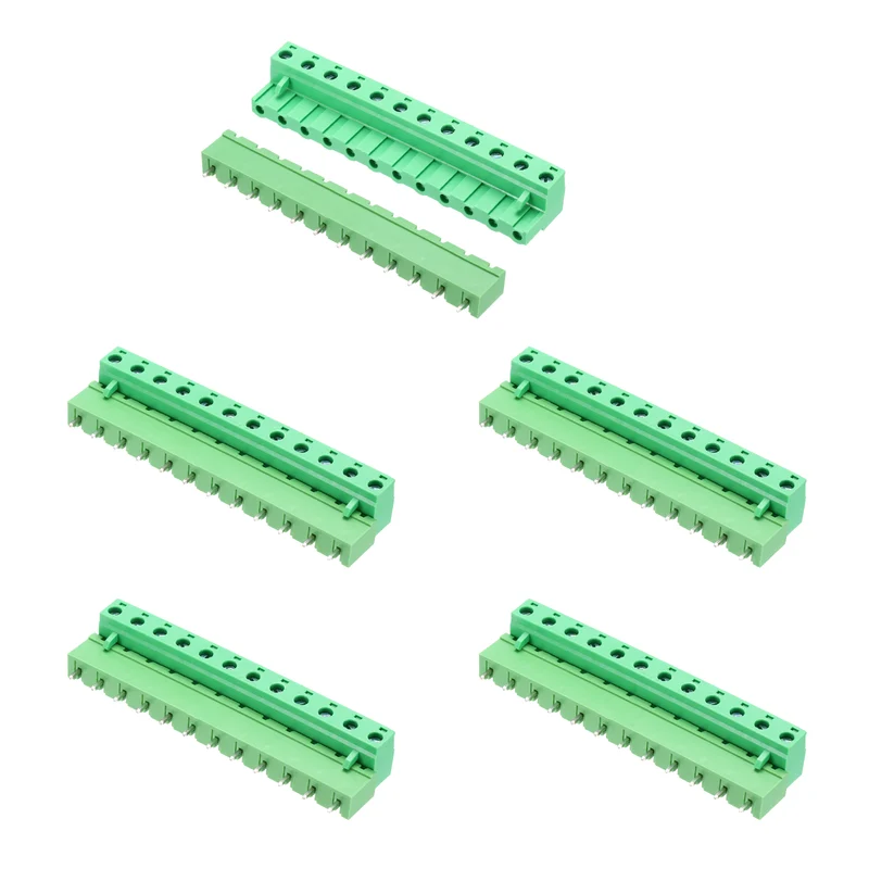 5Sets 12Pin 7.62mm Pitch Screw Terminal Block Connector, Closed‑end Straight Pin