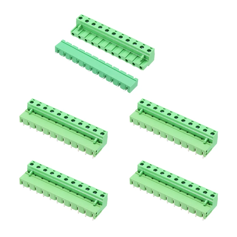 5Sets 11Pin 7.62mm Pitch Screw Terminal Block Connector, Closed‑end Straight Pin