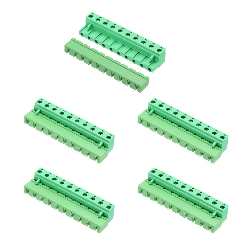 5Sets 10Pin 7.62mm Pitch Screw Terminal Block Connector, Closed‑end Straight Pin