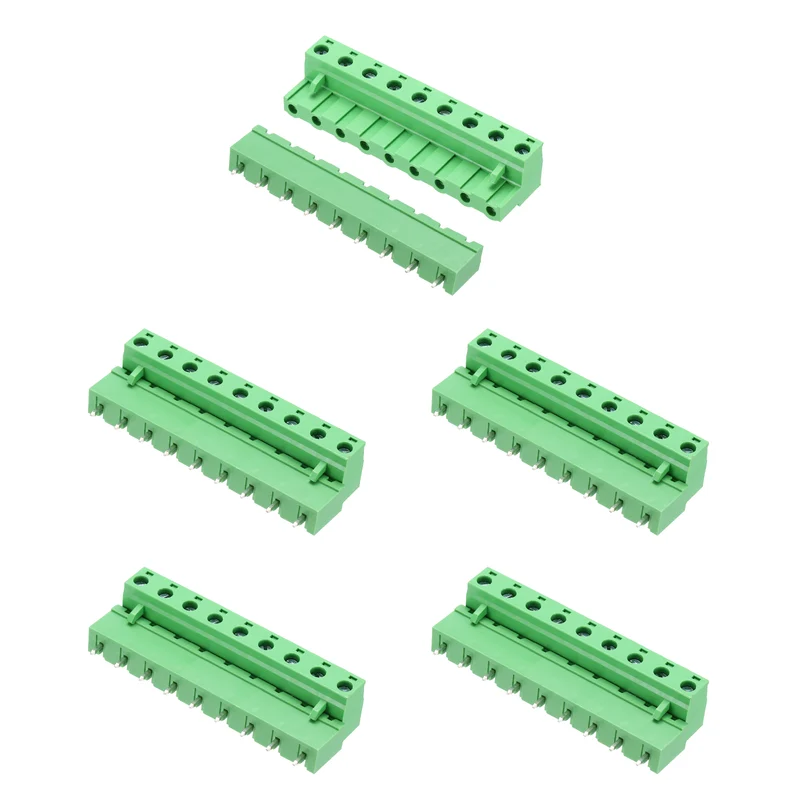 5Sets 9Pin 7.62mm Pitch Screw Terminal Block Connector, Closed‑end Straight Pin